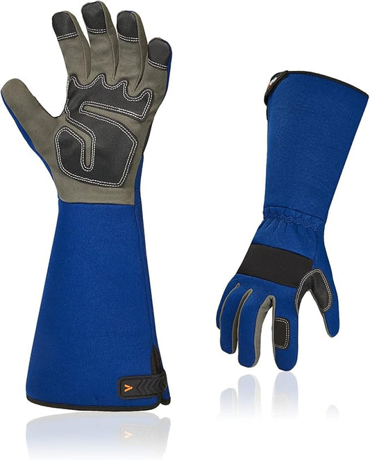 Vgo... Safety Work Gloves Men,Gardening,Long Sleeves Gauntlet,Puncture Proof,Touchscreen(1 Pair,Size XL,Blue,AL6608-ML)