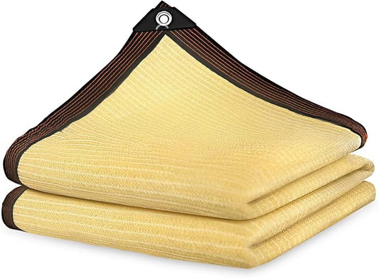 QNLONG Shade Cloth for Garden， 90% Beige Shade Net Mesh Tarp with Grommets Sun Shade Cover Tear Resistance for Plants Greenhouse Chicken Coop Vegetables Pergola 10x14FT