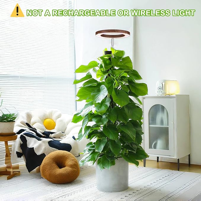 yadoker Plant Grow Light, LED Growing Light Full Spectrum for Indoor Plants,Aluminum Walnut Wood Grain Plant Lights,Height Adjustable, Automatic Timer, 5V Low Safe Voltage,Idea for Large