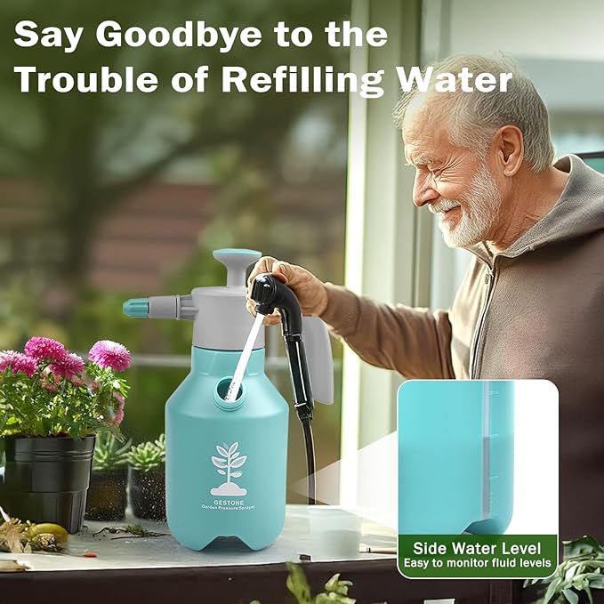 Garden Hand Pump Sprayer 1/2 Gallon Pump,68 Oz Handheld Pressure Sprayer with Safety Valve,Adjustable Nozzle,360° Extended Spray Rod,Ideal for Plants Watering, Fertilizing,Cleaning (68ounce)
