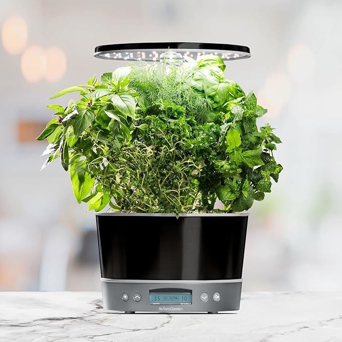 AeroGarden Harvest Elite 360 Indoor Garden Hydroponic System with LED Grow Light and Herb Kit, Holds up to 6 Pods, Platinum
