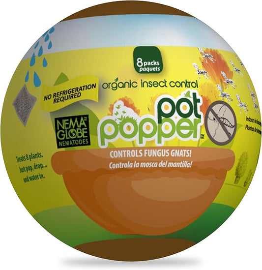 The Environmental Factor Nematodes Organic Insect Control Pot Popper, Controls Fungus Gnats, Root Aphids & Western Flower Thrips - 100% Pesticide free, 8 Infusion Bio-Pouches Per Popper