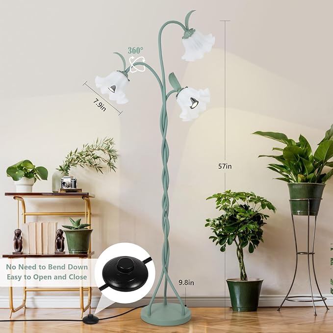 HMVPL Grow Lights for Indoor Plants, Full Spectrum Plant Lights for Indoor Growing with 3 7W Grow Light Bulbs, Foot Switch, Standing Tall Growth Lamp with Flexible Gooseneck for Middle Small Plants
