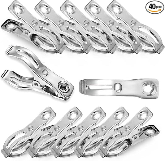 40 Pcs 2.3 Inch Row Cover Clips, Garden Clips for Netting, Greenhouse Clamps Made of Stainless Steel, Have a Strong Grip of Greenhouse Clips, For 1/2'', 3/4'', 1'' Garden Hoops