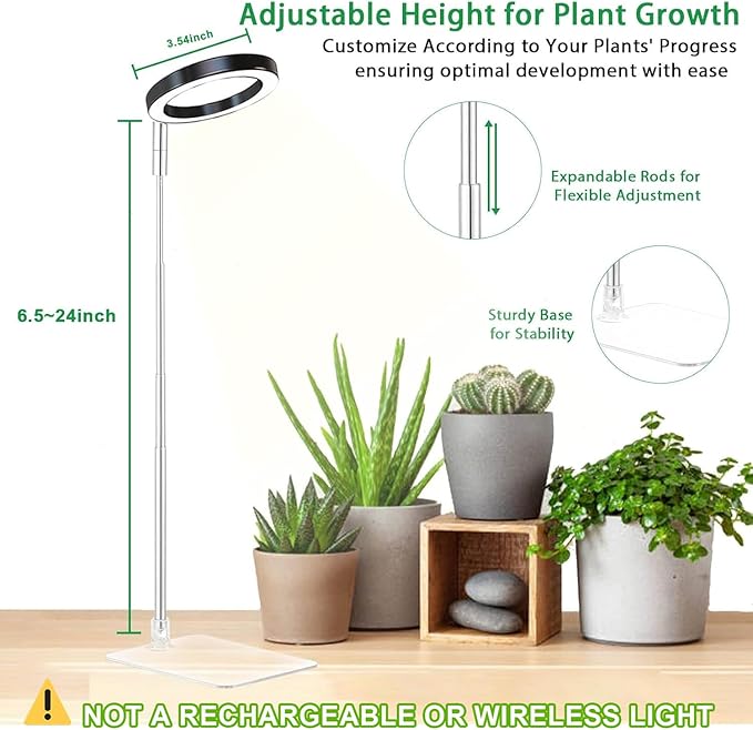 Plant Grow Light,yadoker LED Growing Light Full Spectrum for Indoor Plants,Height Adjustable, Automatic Timer, 5V Low Safe Voltage,Idea for Small Plant Light