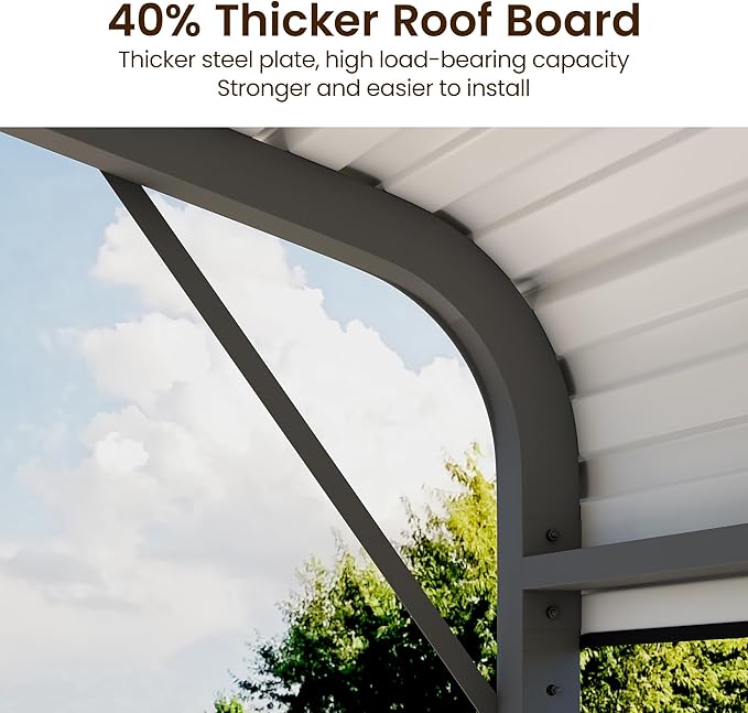 Metal Carport 12x20FT, Heavy Duty Carport Canopy with Galvanized Steel Roof, 40% Thicker Frame Metal Garage with Reinforced Base, All-Weather Outdoor Storage Car Port for Car, Camping
