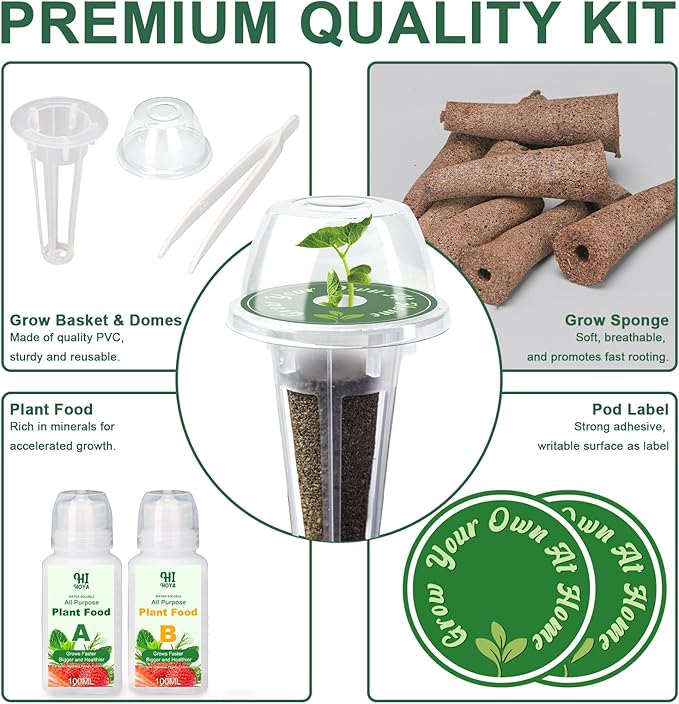 Gourmet Herb & Salad Seed Pod Kit, 8 Pod (Include Seed Basil/Mint/Thyme/Romaine/Butter Head/Red&Green Leaf) Lettuce Seed Pod Kit Compatible with All Hydroponics