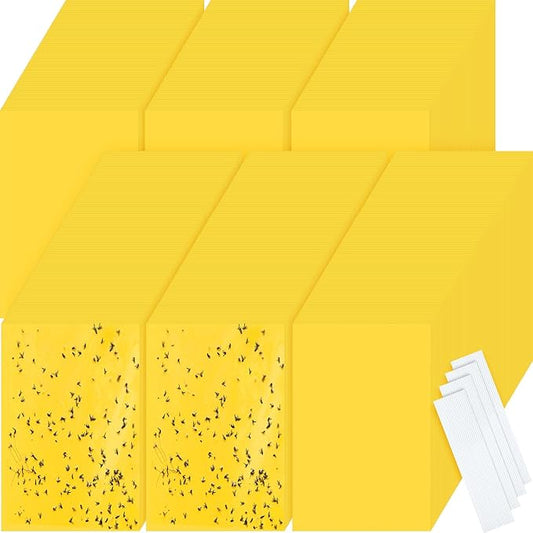 Qualirey 900 Pcs 6 x 8 Inch Yellow Sticky Traps for Plant Double Sided Sticky Trap for Gnats with Twist Ties Sticky Fly Traps for Fruit Insect Fungus Bugs Indoor Outdoor