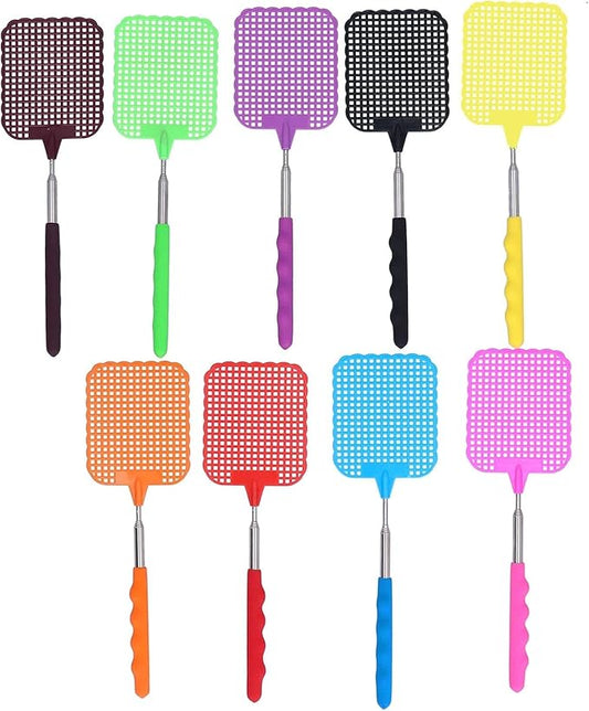 9PCS Fly Swatter, 10 to 29in Retractable Fly Swatter, Flyswatter with 3x3.7in Mesh Frame Suitable for Various Places Such as Homes Offices Outdoors and Camping