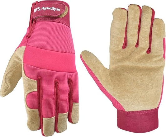 Wells Lamont Women’s HydraHyde Split Leather Hybrid Pink Gloves, Medium (3268M)
