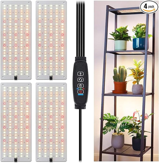 LBW Plant Grow Light, 540 LEDs Full Spectrum Plant Lights for Indoor Growing, Under Cabinet Grow Lamp with 4/8/12H Timer, 3 Lighting Modes, 10 Dimmable Levels, 4 Pack