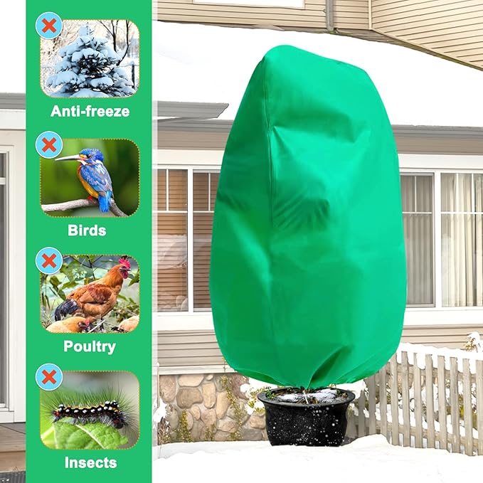 DQS 3 Pack Plant Covers Freeze Protection, 23.6" x 31.4" Winter Frost Protection Blankets Frost Cloth,Suitable for Outdoor Winter Frost, Cold Weather, shrubs, Trees, Jackets, and coverings
