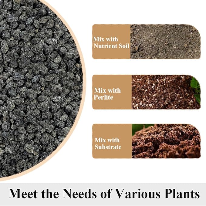 Black Horticultural Lava Rocks for Plants, 10lb Succulents Cactus Bonsai Soil Lava Rocks for Aquarium Outdoor Decorative Stones for Craft Projects, Vase Fillers