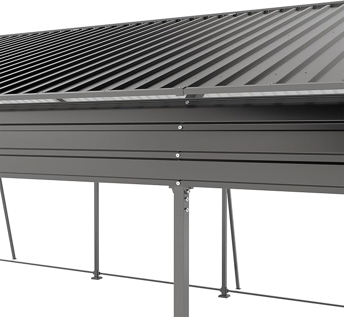 13x26.5 FT Metal Carport, Heavy Duty Car Port Canopy with Galvanized Steel Roof & Frame, Oversized Metal Carport Kit with Hooks, Outdoor 2 Car Garage, Steel Car Shelter for Car, Boat, Truck, Dark Gray