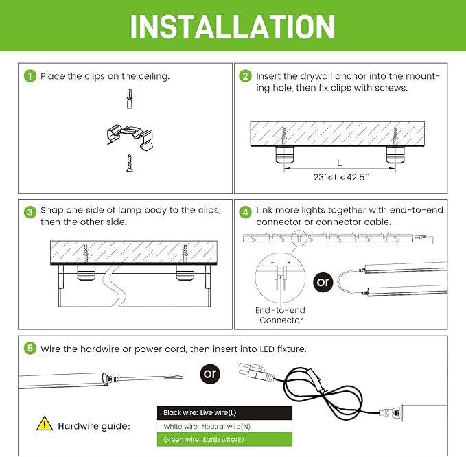 Pak 4FT LED Shop Lights, 2300LM 6500K Cool White, 20W Energy Efficient Linkable Ceiling and Under Cabinet Lighting, T5 Integrated Utility Fixture for Garage, Workshop, Basement, FCC Certified, 8 Pack