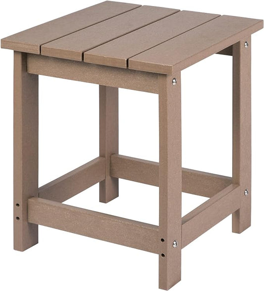 LZRS Adirondack Square Outdoor Side Table for Patio, Pool Composite Patio Table,HDPE End Tables for Backyard,Pool, Indoor Companion, Easy Maintenance & Weather Resistant(Weather Wood)