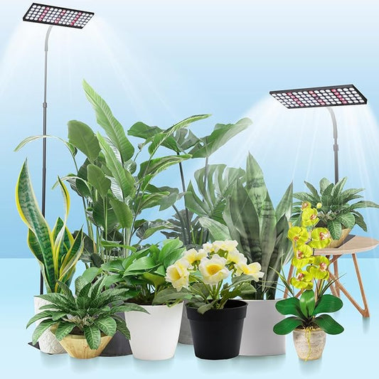 JCBritw 90W Floor LED Grow Light for Tall Indoor Plants Adjustable Desktop Plant Lamp White Full Spectrum with IR Grow Lights on Stand for Seed Starting, Seedlings, Veg, Flower