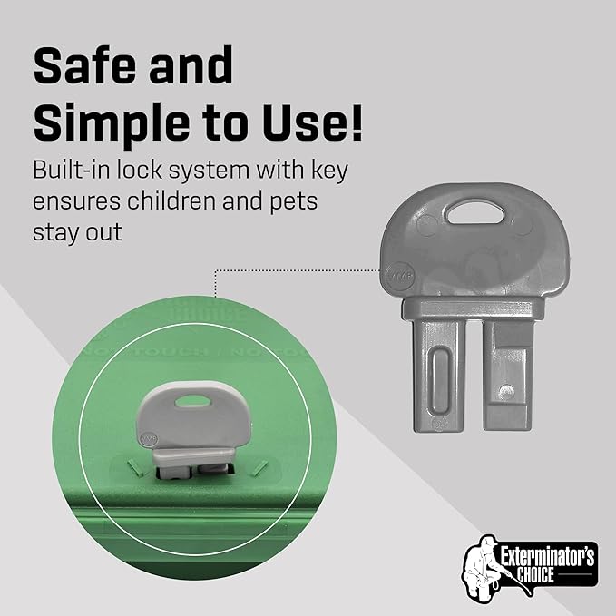 Exterminators Choice - 6 Pack Rat Bait Station Boxes with 1 Key - Heavy Duty Mouse Trap Poison Holder - Great for Catching Rats and Mice - Pest Control - Durable and Discreet