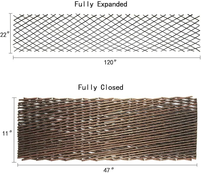 Nature Willow Trellis Expandable Plant Support Plant Climbing Lattices Trellis Willow Expandable Trellis Fence for Climbing Plants Support 36x92 Inch,Double Panel (1, Willow Wicker Fence)