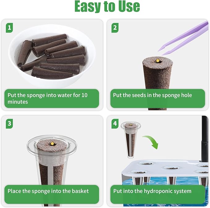 101 Pcs Hydroponic Pod Kit for Aero Garden with 80 Grow Sponges, 20 Grow Baskets & 1 Tweezer, Grow Anything Kit Replacement Growth Sponges Seed Pods of Aero Garden hydroponic for Indoor Garden System