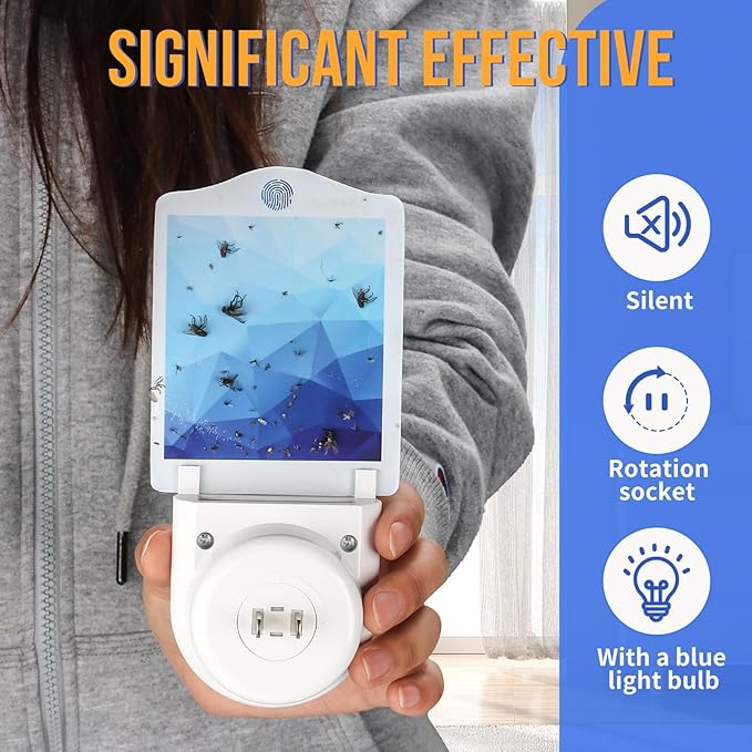 Flying Insect Trap Indoor, Effective Fruit Fly Traps, Plug-in Fly Trap Indoor, Gnat Traps for House, Moth Traps 400 Sq Ft Protection (2 Devices + 12 Refills)