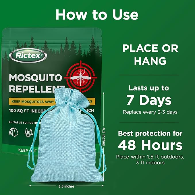 Mosquito Repellent Outdoor Patio Pouches: Natural Insect Deterrent with Citronella & Peppermint Oils - Safe for Kids & Pets - Ideal for Yard, Camping, Home & Indoor Use - 10 Hanging Portable Pouches