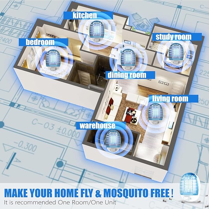 2 Pack Bug Zapper Indoor, Electronic Mosquitoes Killer Zapper with Blue Lights for Living Room, Baby Room, Kitchen, Bedroom(4)