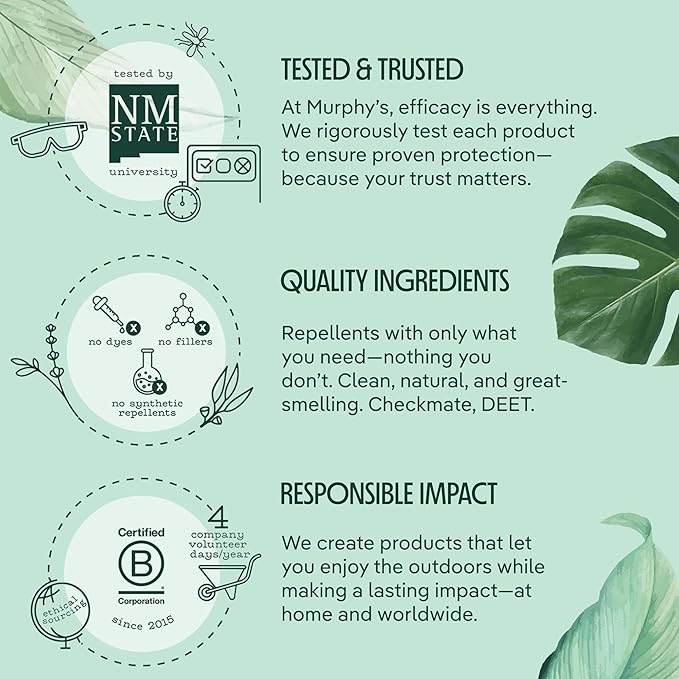 Murphy's Naturals Mosquito & Tick Bug Repellent Spray, Oil of Lemon Eucalyptus for Skin + Outdoor Gear, DEET-Free, 4 Ounce Pump, 1-Pack
