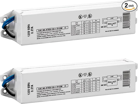 Replacement for Keystone KTEB-120-1-TP-EMI 1 Lamp T12 Electronic Fluorescent Ballast | 120V Input with Instant Start Operation | 0.90 Ballast Factor, UL-Approved