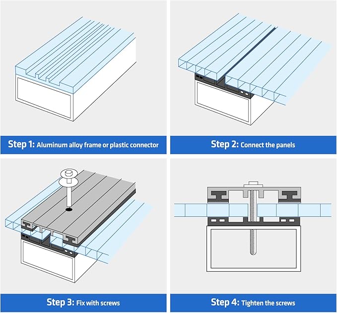 UMIG 12 PCS 4' x 2' x 0.16'' Polycarbonate Greenhouse Panels, Twin-Wall Waterproof UV Protected Corrugated Plastic Roof Panels Sheets, Clear Replacement Panels for Greenhouse, Outdoor, Plant