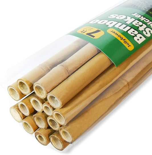 15pcs 3/4" D Thicker Heavy Duty Bamboo Stakes, 7FT Plant Stakes, Natural Garden Stakes for Tomato, Bean, Flowers,Trees Potted and Climbing Plant Support