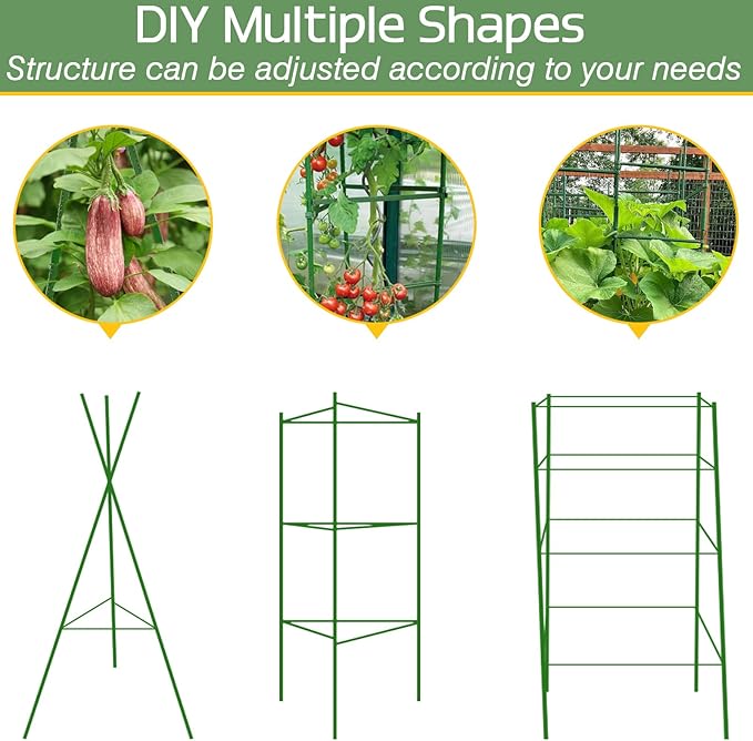 Halatool 4 Pack Tomato Cages for Garden,Up to 48in(4FT) Adjustable Tomato Cage,Garden Stakes Tomato Trellis for Pots,Tomato Plant Support for Raised Garden Bed &Climbing Vegetables Flowers(Green)