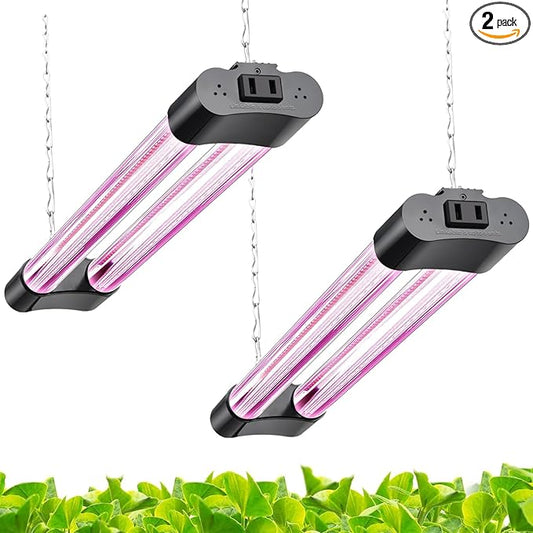 Hlite 16inch 2 Pack LED Grow Lights - Linkable Grow Lights for Indoor Plants, Full Spectrum Plant Lights Plug and Hanging Design with On/Off Switch Hanging Grow Light from seedling to Flowering, Black