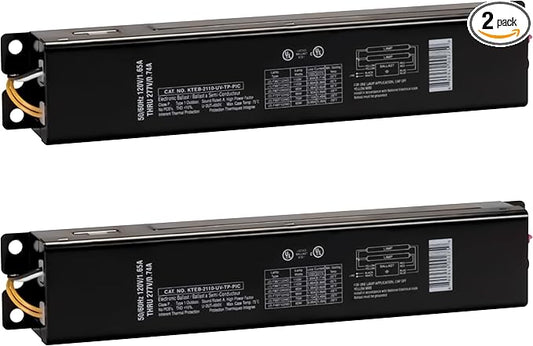 Replacement for Keystone KTEB-2110-UV-TP-PIC 2 Lamp T12 Electronic Fluorescent Ballast | 120-277V Input with Instant Start Operation | 0.85 Ballast Factor, UL-Approved