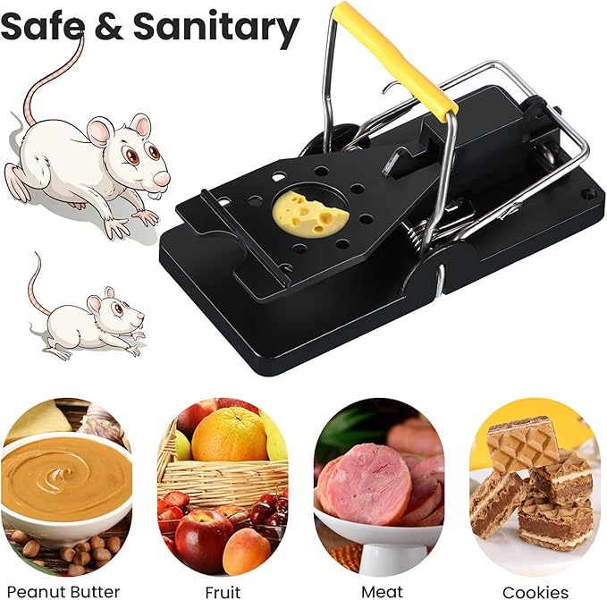 Qualirey 18 Pcs Plastic Mouse Rat Traps House Indoor Quick Effective Safe for Warehouse Garden Kitchen 3.86 x 1.81 x 2.17 Inch (Black,Yellow)