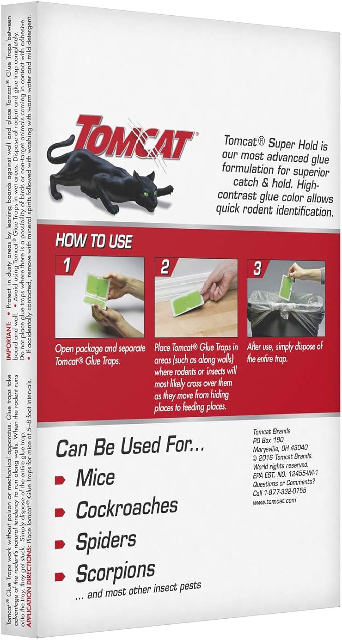 Tomcat Super Hold Glue Traps Mouse Size, 8-Pack (32 Glue Traps)