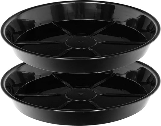 Plant Saucer 10 Inch 2 Pack, Plant Trays for Pots Heavy Duty Round Plastic Plant Saucers for Indoors Outdoors, Flower Pot Drip Trays, Plant Water Catcher Tray,Clear Black Flower Plant Pot Saucer