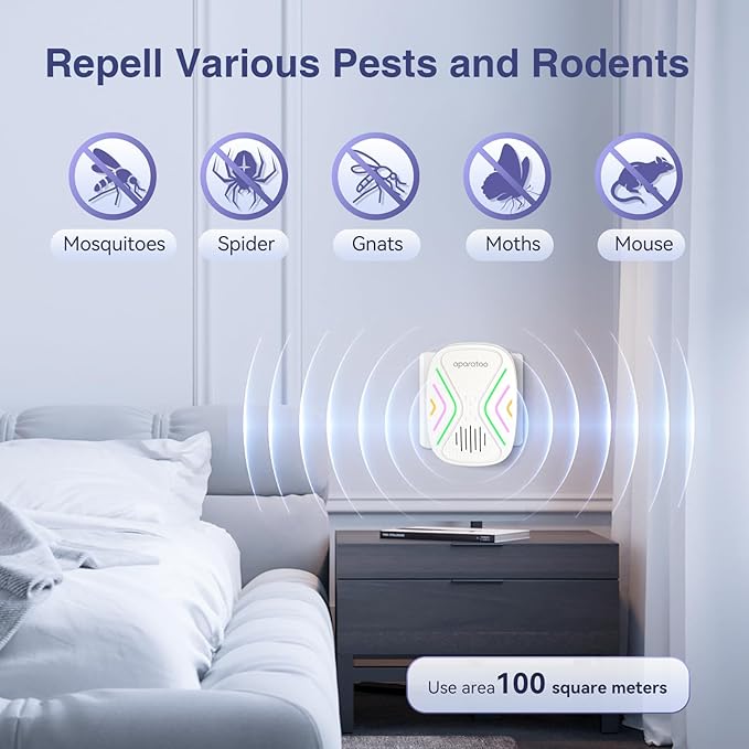 Indoor Bug Zapper, Insect Repellent Plug-in Electronic Pest Repellent, Mouse Deterrent Pest Repeller for Rodents, Cockroach, Mosquito, Spider, Bugs, 4 Packs, white03, ssd-01