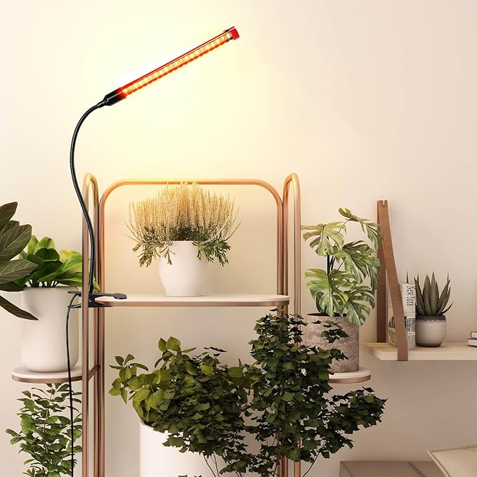 2Pack 9 Watt Clip Grow Lights for Indoor Plants with Timer, Mini Pot Plant Grow Light, Full Spectrum Small Bonsai Grow Light, Bright Enough Plant Growing Lamps