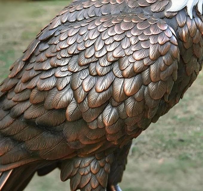 H:24.4 inch Bald Eagle Statue Outdoor, Large Realistic Eagle Sculpture for Garden Decor, Hand-Painted Resin Eagle Figurine, Majestic Yard Art and Patio Decoration