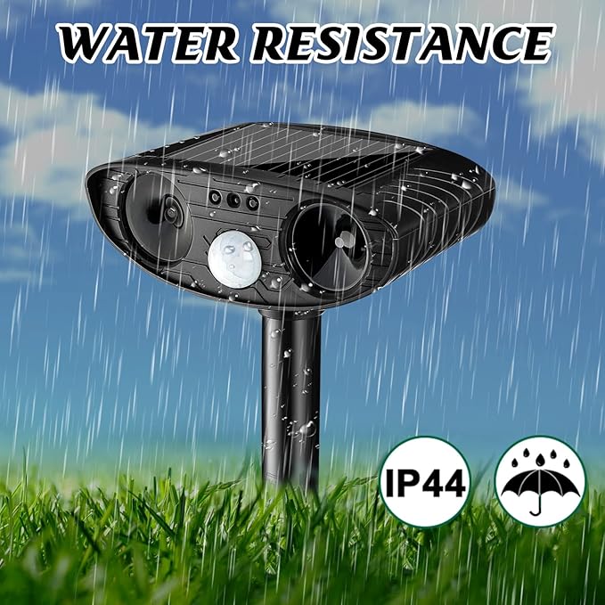 Ultrasonic Animal Repellent Outdoor Solar Powered Repeller Cat Dog Deer Deterrent Waterproof Motion Sensor Deterrent for Yard Garden Rabbit Squirrels Fox Pest(Black, Green,4 Pieces)