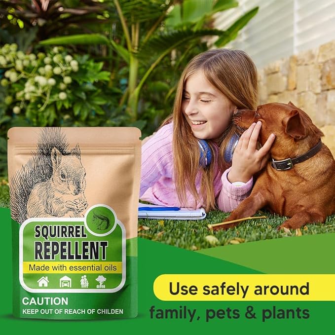 Squirrel Repellent Outdoor, Chipmunk Repellent for Attic/Garden/Bird Feeder/Yard/Car, Squirrels Deterrent, Keep Chipmunks Away, Safe Around People, Pets & Plants-12P