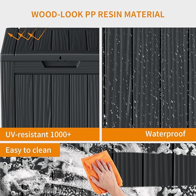 28 Gallon Outdoor Storage Box – Resin Deck Box with Lockable Lid, Waterproof Patio Furniture Storage for Tools, Garden & Yard Organization