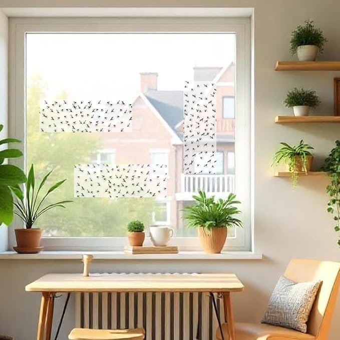 60 Pack Window Fly Traps, Window Sticky Traps, Sticky Non-Toxic Clear Fly Paper Indoor for Home