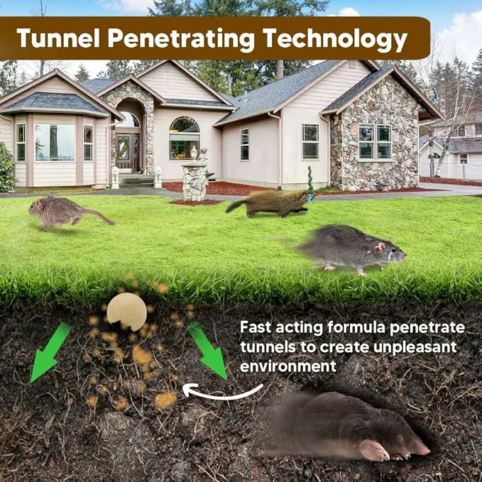 Mole Repellent, Gophers Repellent, Vole Repellant Outdoor, Armadillo Repellents Garden, Groundhog Repellant, Moles Deterrent for Lawn-10P