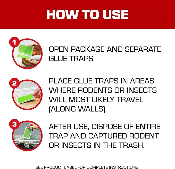 Tomcat Super Hold Glue Traps Mouse Size for Mice, Cockroaches, Spiders, and Scorpions, Ready-To-Use, 4 Traps (2-Pack)