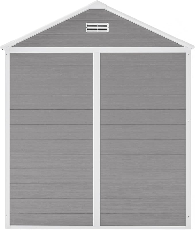 6x5 FT Resin Storage Shed,Garden House with Floor & Lockable Door,Waterproof Plastic Tool Sheds W/Slanting Roof Visual Window & Air Vents for Bicycles,Lawnmowers,Lawn,All Weather Use,Gray