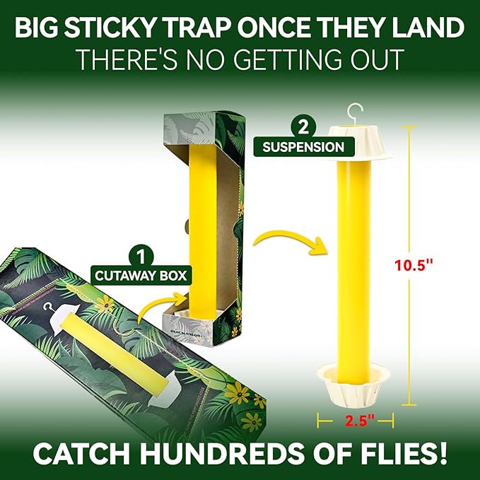 Gideal 2-Pack Yellow Sticky Fly Traps Pest Control for Indoor/Outdoor Use, Gnat Trap for Flying Plant Insect