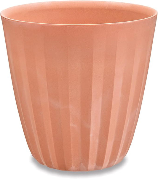 Crescent Garden Pleat Modern Decorative Planter, Indoor/Outdoor Pot, Resin Planter with Drain Hole - 19" W x 19" H (Terracotta-Colored)