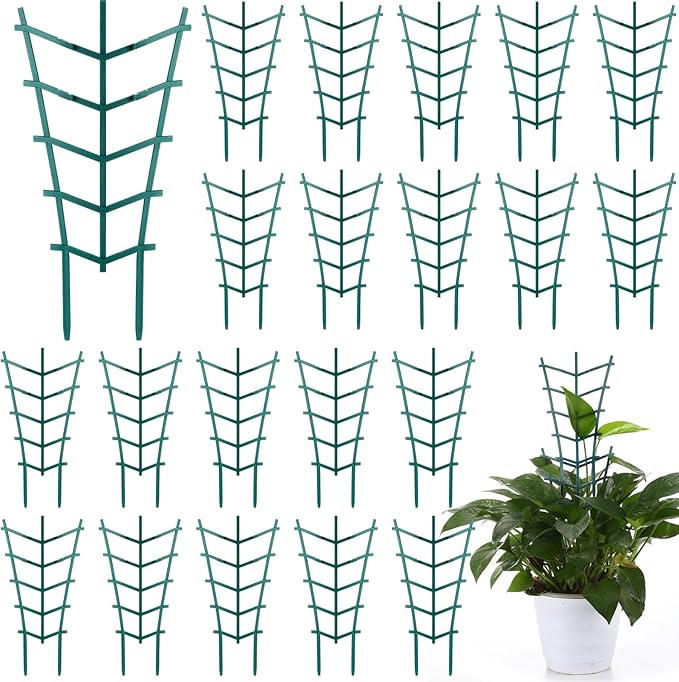 50 Pack Plant Trellis for Pots Garden Trellis for Potted Plants Flower Pots Support Stackable Plastic Mini Trellis for Climbing Plants Peas(Straight Line)